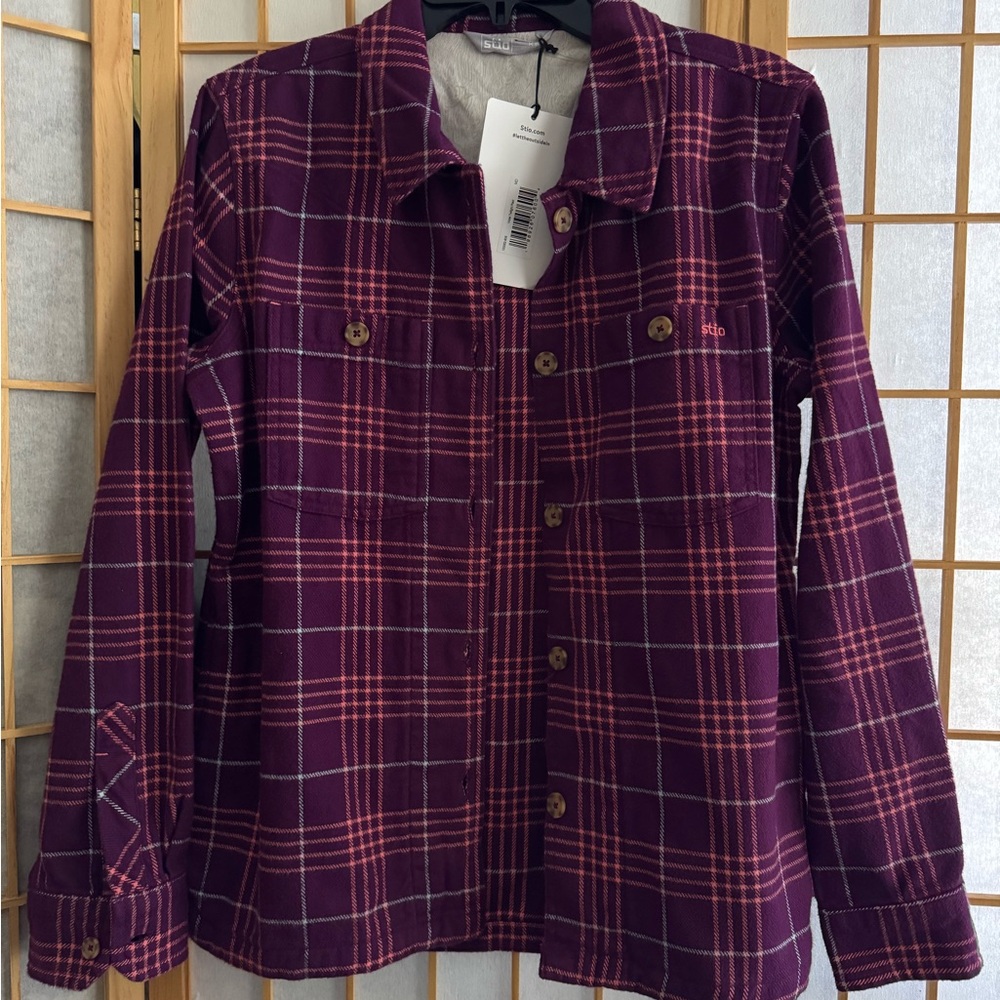Stio Maroon Plaid Cotton Shirt